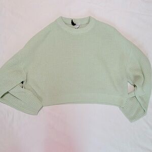 H&M Pastel Mint Green Rib-Knit Sweater – Size L